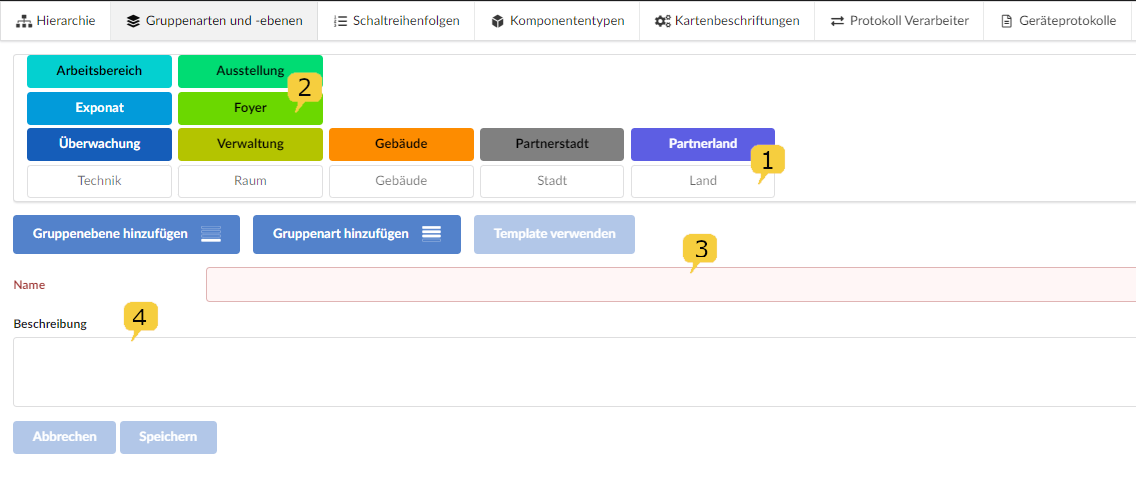 Screenshot Gruppenhierarchie im Modul Setup