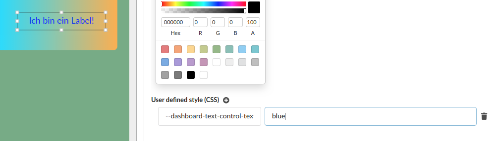 Screenshot Textfarbe via CSS-Styling-Variable konfigurieren