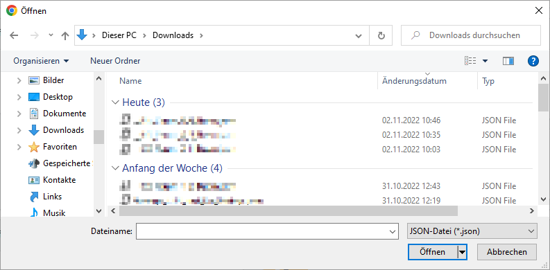 Screenshot Dateiauswahldialog Microsoft Windows