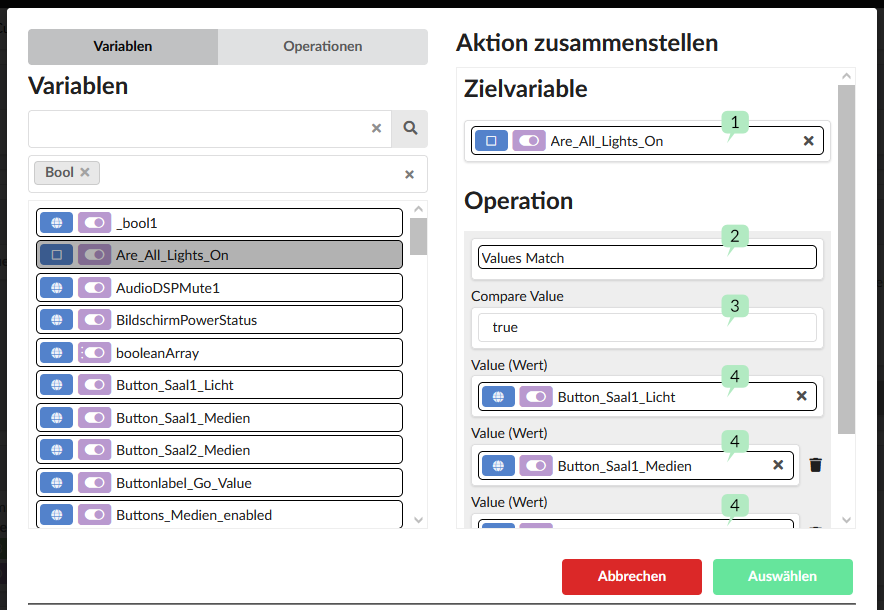 Screenshot Operator "Values Match"