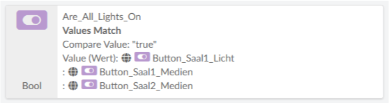 Screenshot Skript Block mit Operator "Values Match"
