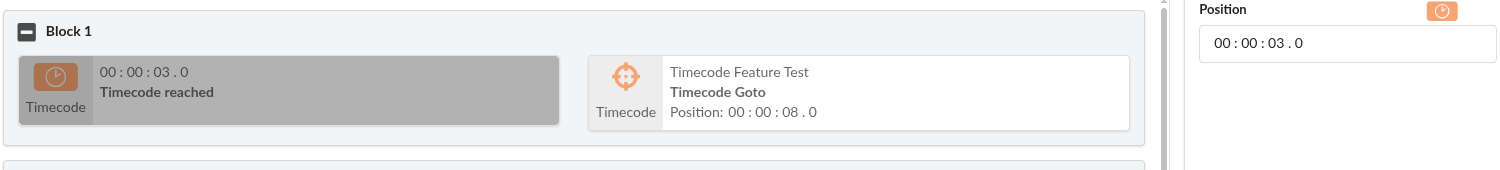 Screenshot Timecode reached Ereignis in einem Skript Block