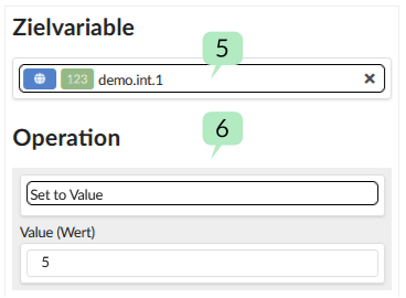 Screenshot Zielvariable im Variablendialog