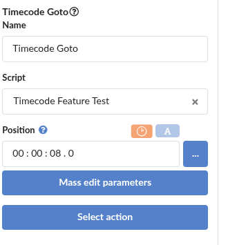 Timecode action in a script block