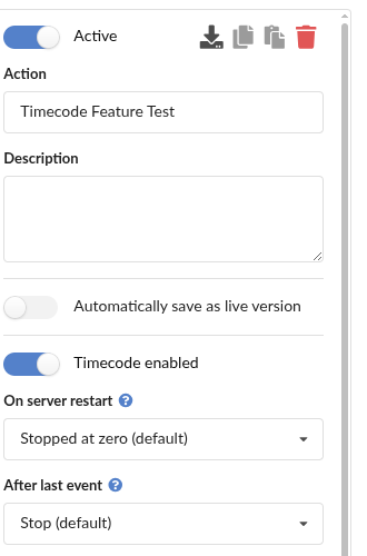 Timecode settings in the script editor sidebar