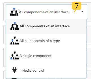 Switching sequences tab: Filter selection for components