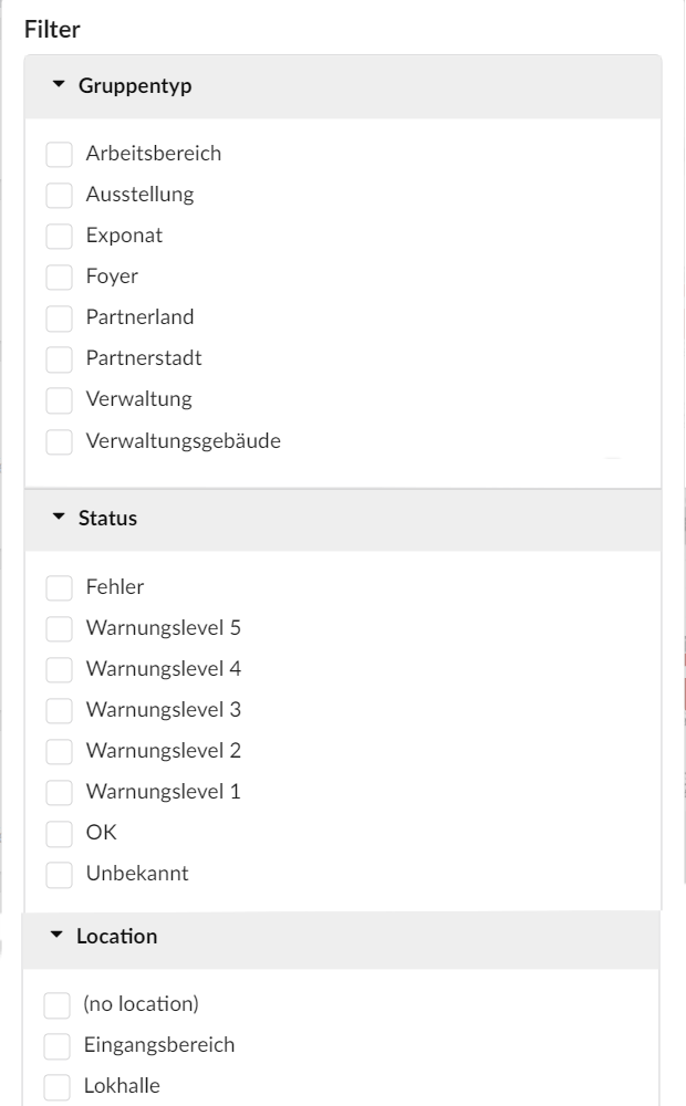 Module monitoring: filter options