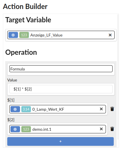 Screenshot example of multiplying two values