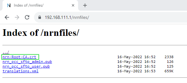 Screenshot downloading NeuroomNet certificates using a web browser